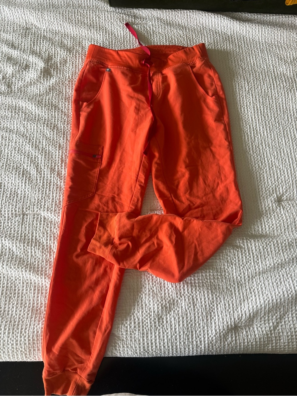 Figs Bright Orange Jogger Scrub Pants